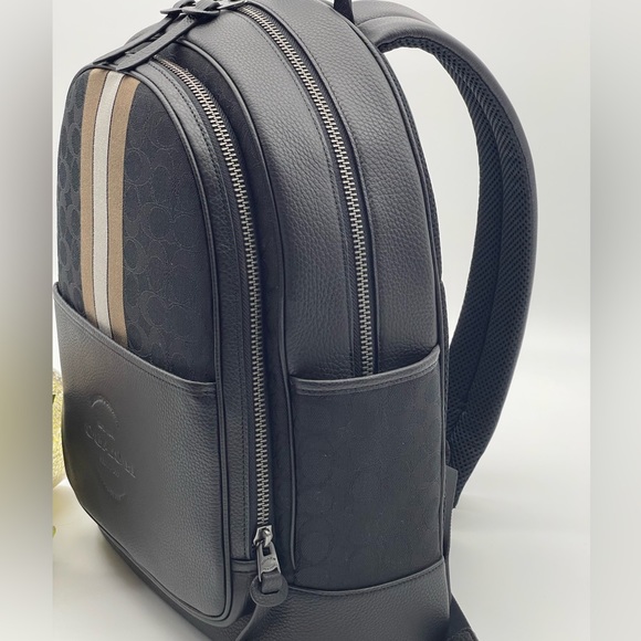 Coach Large  Backpack In Signature Jacquard With Varsity Stripe - Picture 13 of 14
